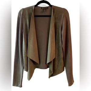 Olive medium faux suede draped cardigan from International Concepts